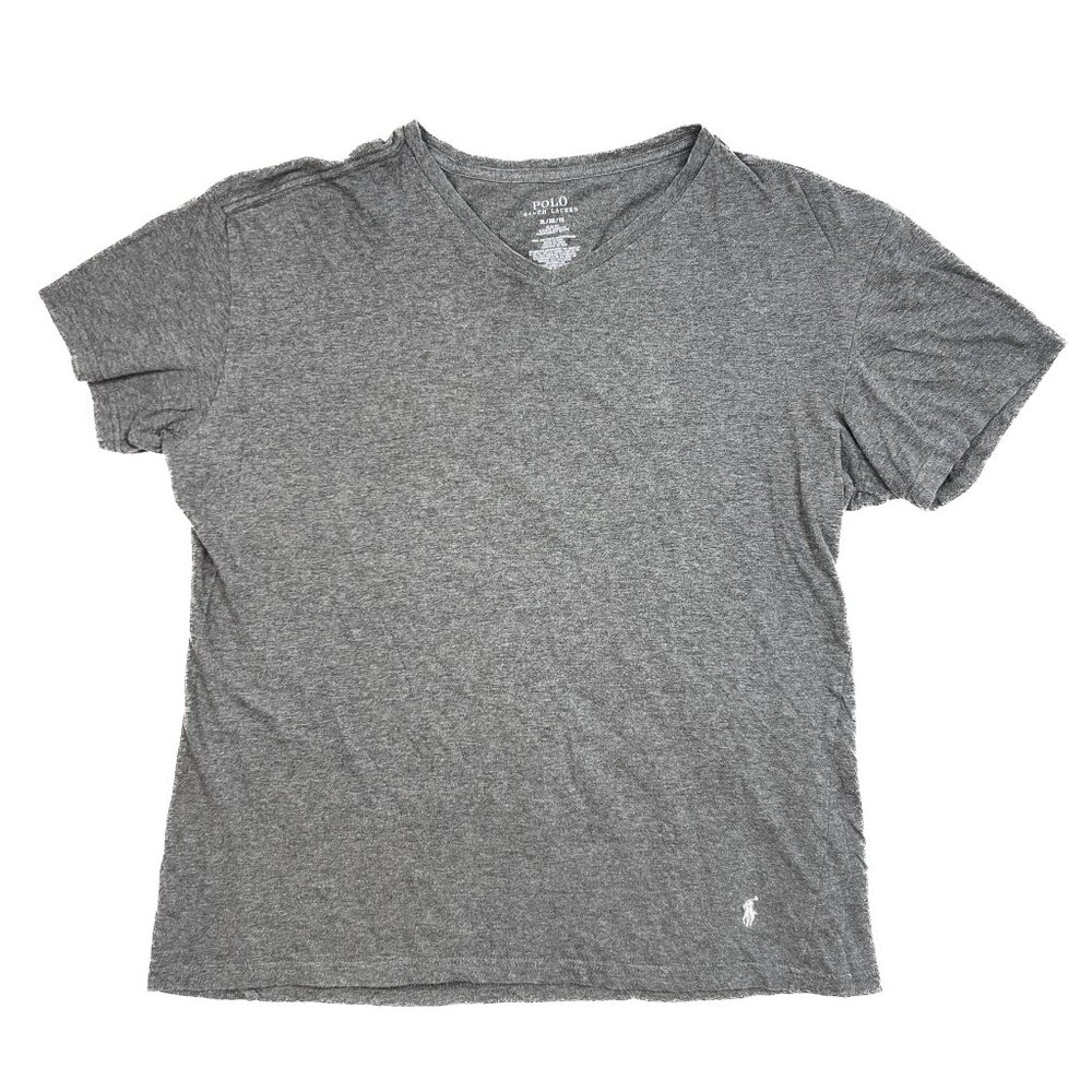 Polo Ralph Lauren Slim Fit V-Neck Cotton Tee in Marled Heather Gray Size XL - Picture 2 of 5